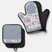 ブルーグレー 鍋つかみ&鍋敷きセット (正面/裏面)