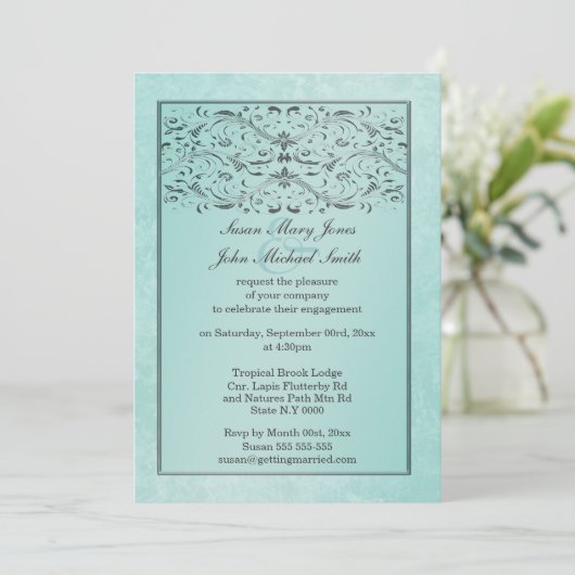 ブルーグレ結婚ー記念婚約 招待状 (スタンド正面)