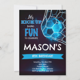 ブルーグローサッカー誕生日招待状 招待状