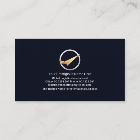 ブルーグローブレイヤーシルバージェット飛行機ロジスティクス 名刺 (裏面)