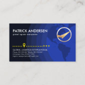 ブルーグローブレイヤーシルバージェット飛行機ロジスティクス 名刺 (正面)