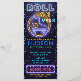 ブルーグローローラスケートで滑るチケットパス誕生日 招待状