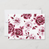 ブルーグンディのフローラアレンジ縁どトリプル結婚ス 出欠カード (裏面)