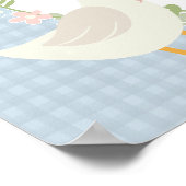 ブルーグース間抜けギンガム誕生日ウェルカムサイン ポスター (角)