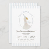 ブルーグース間抜けファースト誕生日招待状 招待状 (正面/裏面)