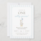 ブルーグース間抜けファースト誕生日招待状 招待状 (正面)