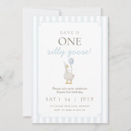 ブルーグース間抜けファースト誕生日招待状 招待状