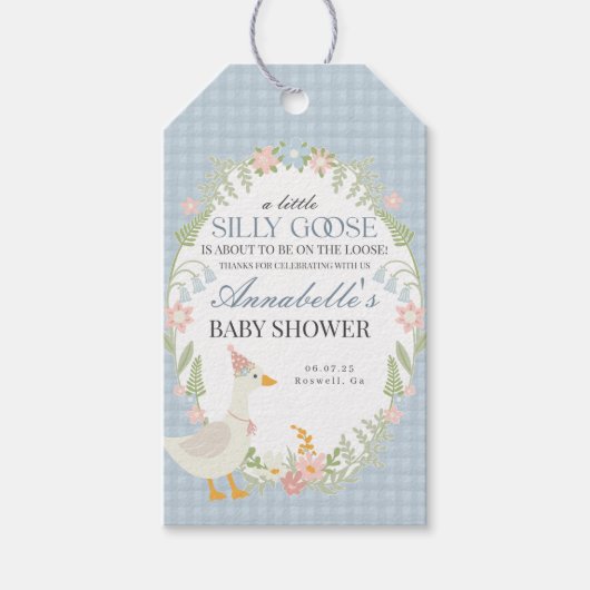 ブルーグース間抜けフローラギンガムベビーシャワー特典 ギフトタグ (正面)
