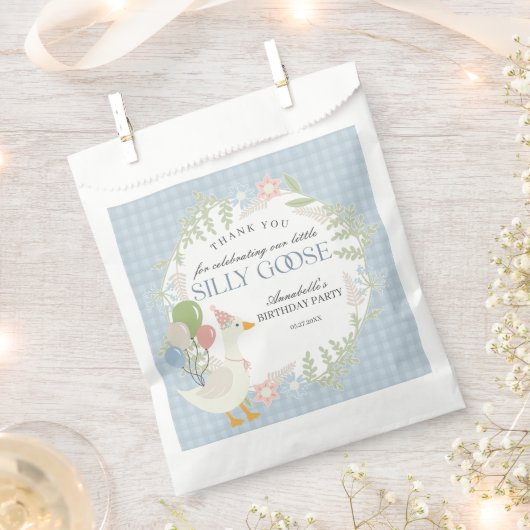 ブルーグース間抜けフローラジンガム誕生日ウィズィーズ フェイバーバッグ (クリップ留めされた状態)
