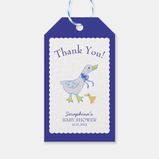 ブルーグース間抜けベイビーシャワーありがとう ギフトタグ (正面)