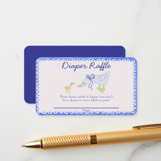 ブルーグース間抜けベイビーシャワーおむつラッフル エンクロージャーカード (正面/裏面インサイチュ)