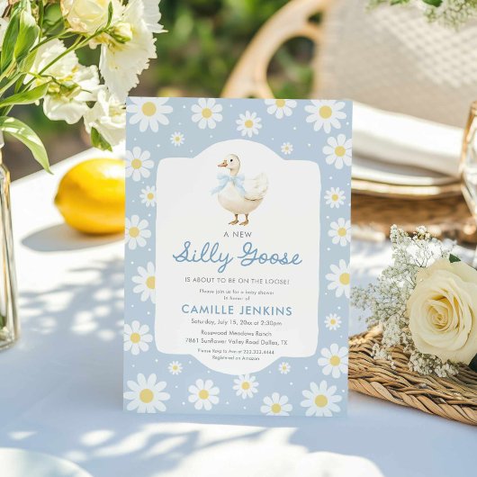 ブルーグース間抜けボーイベビーシャワー招待状 招待状