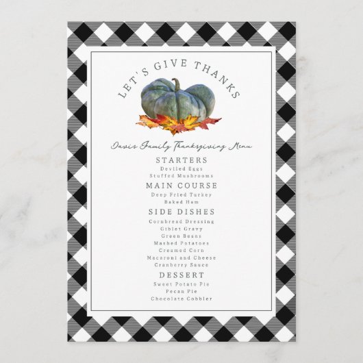 ブルーグ与えルー感謝していドの助け感謝祭 メニュー (正面)