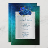 ブルーグ王室のリーンフローラブーケエレガントな結婚式 招待状 (正面/裏面)