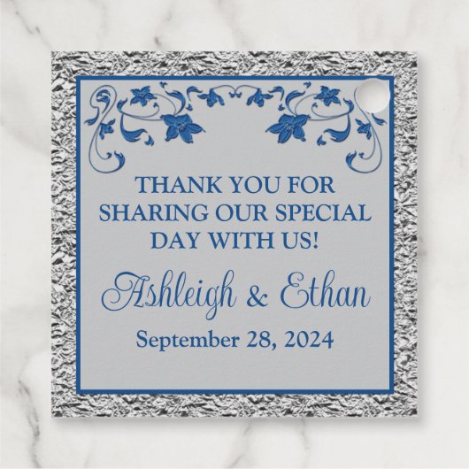 ブルーグ王室のレーラブハート結婚式の引き出物ラベル フェイバータグ (裏面)