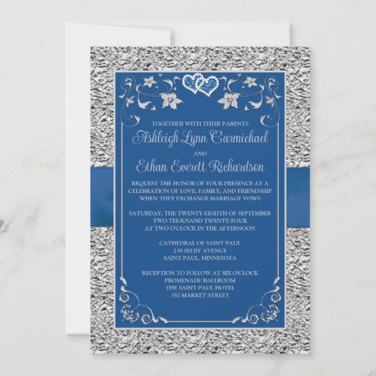 ブルーグ王室のレーラブハート結婚式招待状 招待状 (裏面)