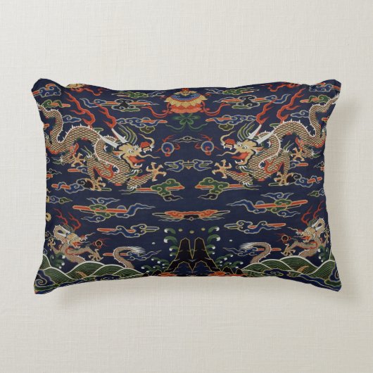 ブルーケシ中国のドラゴンタペストリー アクセントクッション (正面)