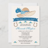 ブルーケンタッキーダービーテーマハットブライダルシャワー 招待状 (正面)