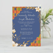 ブルーケンテ結婚式招待状アフロセントリック招待状 招待状 (スタンド正面)