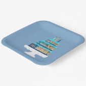 ブルーケーキと誕生日キャンドル ペーパープレート (傾斜あり)