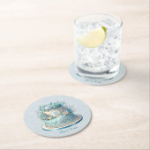 ブルーケーキフラワーズコースター紙 ラウンドペーパーコースター (インサイチュ)