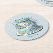 ブルーケーキフラワーズコースター紙 ラウンドペーパーコースター (アングル)