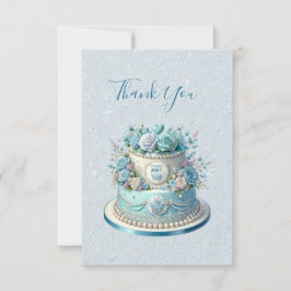 ブルーケーキフラワーズサンキューカード サンキューカード