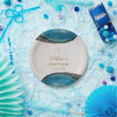 ブルーゲイドボーイバプティスマーブル金ゴールドクロス ペーパープレート (パーティー)