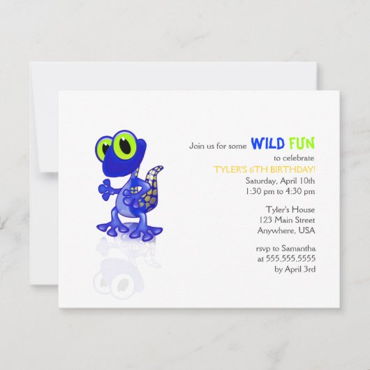 ブルーゲッコ誕生日招待状 招待状 (正面)