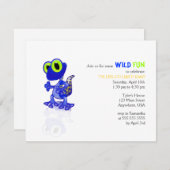 ブルーゲッコ誕生日招待状 招待状 (正面/裏面)