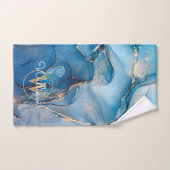 ブルーゲーデアゲイト金ゴールドモノグラム バスタオルセット (ハンドタオル)