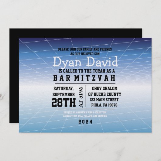 ブルーゲーマーゲーミングデジタルバー（ユダヤ教の）バル・ミツバー招待状 招待状 (正面/裏面)
