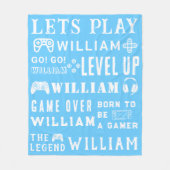 ブルーゲーマー霜の降りたビデオゲームキッパーソナライズされたド フリースブランケット (正面)