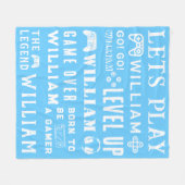 ブルーゲーマー霜の降りたビデオゲームキッパーソナライズされたド フリースブランケット (正面(横))