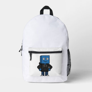 ブルーゲーミングブロックキャラクター トートバッグ ゲーマー スクール プリントバックパック