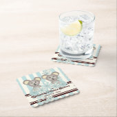 ブルーコアラツインボーイ赤ちゃんシャワー/子供の誕生日 ペーパーコースター (インサイチュ)