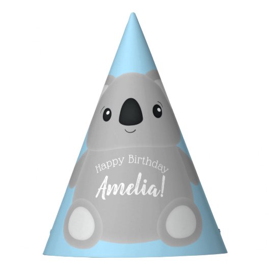 ブルーコアラベアバースデーパーティー パーティーハット (正面)