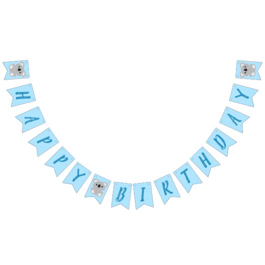 ブルーコアラベアーバースデーパーティー バンティングフラッグ (全)