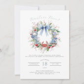 ブルーコケットナウティまたは素敵な沿岸のクリスマス 招待状 (正面)