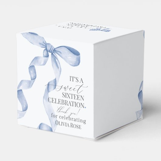 ブルーコケットボウスウィート16誕生日パーティギフト フェイバーボックス (裏面サイド)