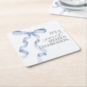 ブルーコケットボウスウィート16誕生日パーティードコール スクエアペーパーコースター (アングル)