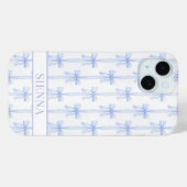 ブルーコケットボウストライプモノグラム Case-Mate iPhoneケース (裏面 (横))