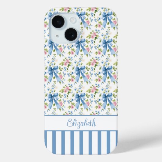 ブルーコケットボウズフラワーモノグラム Case-Mate iPhoneケース (裏面)