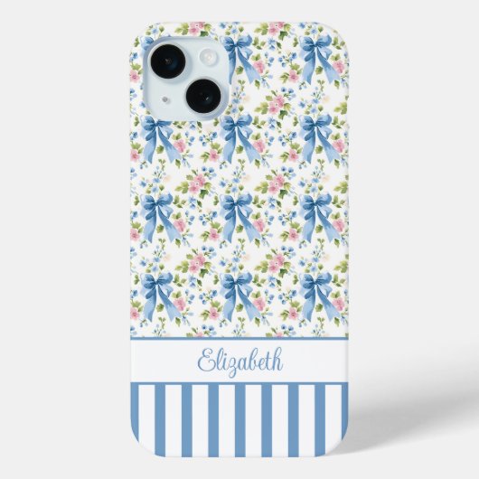 ブルーコケットボウズフラワーモノグラム  Case-Mate iPhoneケース (裏面)