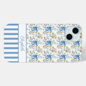 ブルーコケットボウズフラワーモノグラム  Case-Mate iPhoneケース (裏面 (横))