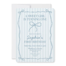 ブルーコケットボウパステルストライプのバースデーパーティー