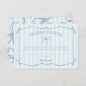 ブルーコケットボウパステルベビーシャワーおむつラッフル エンクロージャーカード (正面/裏面)