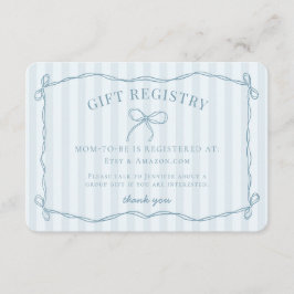 ブルーコケットボウパステルベビーシャワーレジストリ エンクロージャーカード