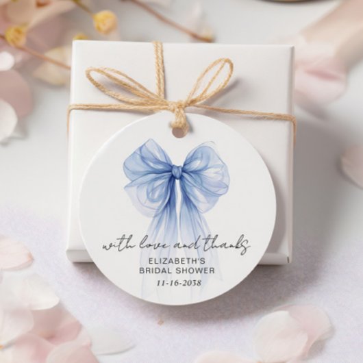ブルーコケットボウブライダルシャワーサンキュー フェイバータグ