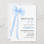 ブルーコケットボウ誕生日招待状 招待状 (正面)